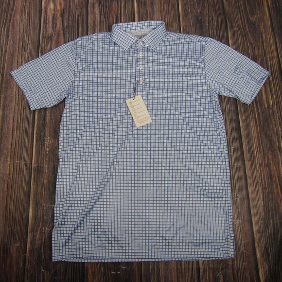 Collars & Co. Other - Collars & Co Polo Shirt Mens Large Blue Check Dress Collar Golf Performance